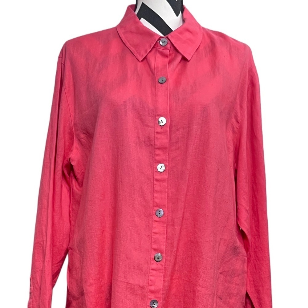 Chico's Vintage 100% Linen Breathable Sz 3 Button Down Front Tunic Top - Picture 2 of 12